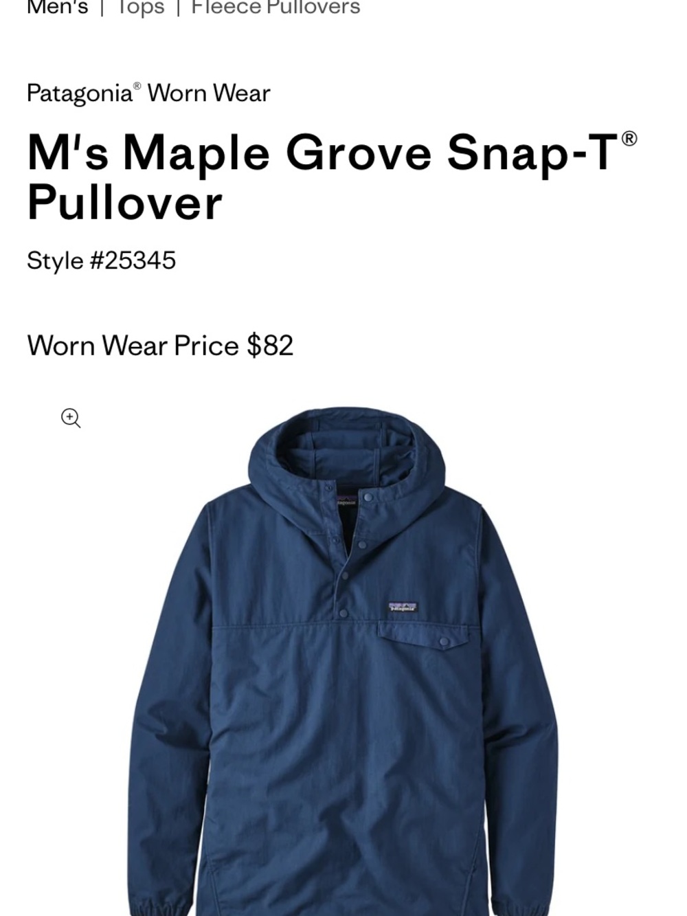Patagonia Navy Men's Maple Grove Snap-T Hooded Pullover